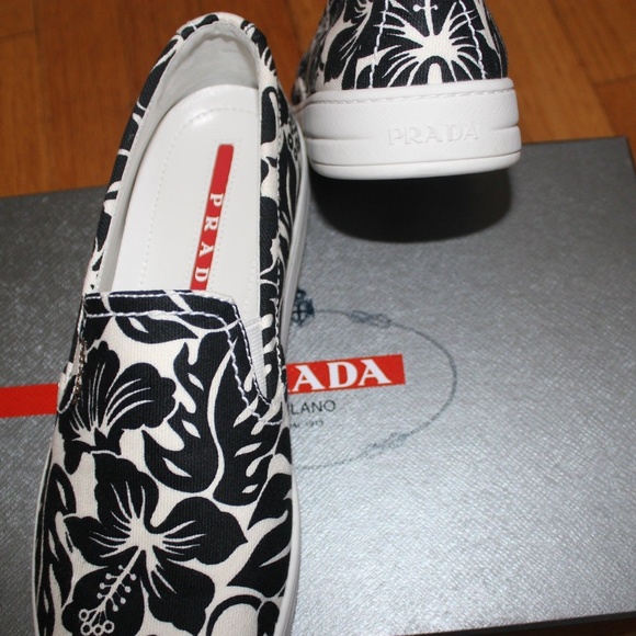 PRADA TESDENIM ST IBISCUS CANVAS LOAFER EU39/US8.5 - Picture 3 of 6